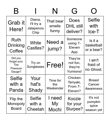 7-Eleven Scavenger Hunt Bingo Card