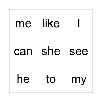 First 16 Sight Words Bingo Card