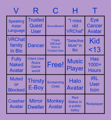 VRChat Bingo Card