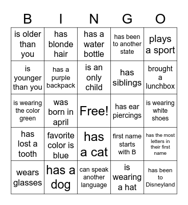 Find Someone Who Bingo Card