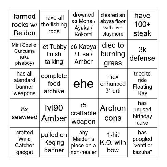 Bingo Impact Bingo Card