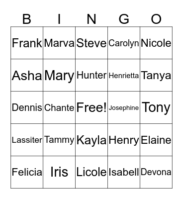 FAMILY REUNION BINGO Card