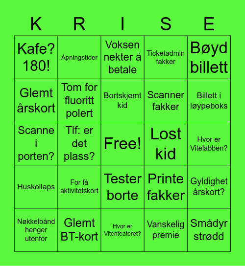 Krise Bingo Card