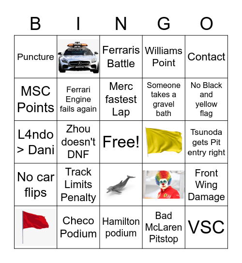 Austrian GP Bingo Card