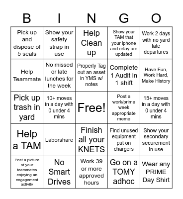 TOM Raffle Entry Bingo Card