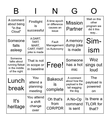 Training Fun Bingo Card