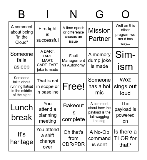 Training Fun Bingo Card