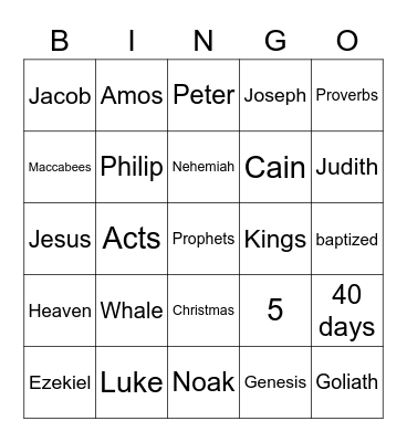 Bible Bingo Card