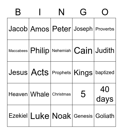 Bible Bingo Card