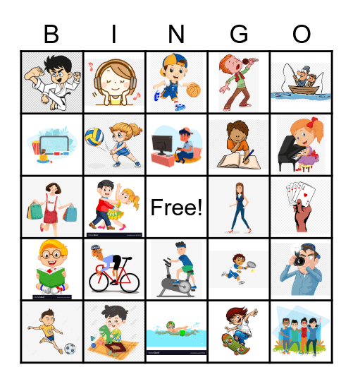 Free time Activities Bingo Card