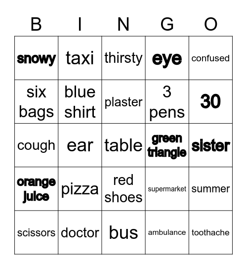 Pre-Entry End of Course Bingo Card