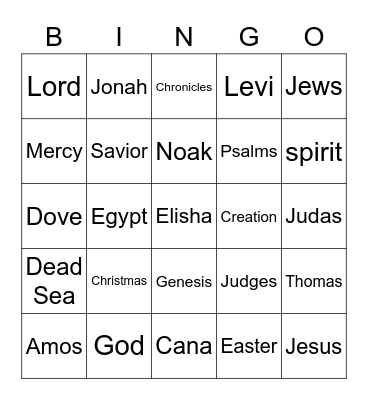 Bible Bingo Card