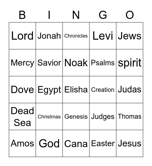 Bible Bingo Card