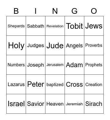 Bible Bingo Card