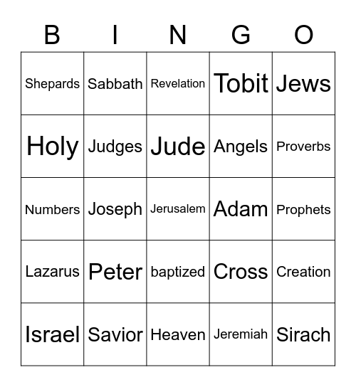 Bible Bingo Card