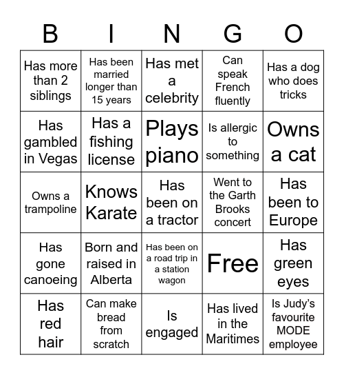 MODE BINGO! Bingo Card