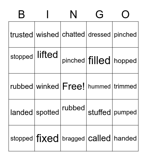 The Three Sounds of "-ed" Bingo Card