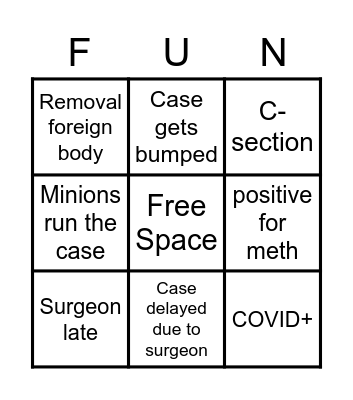 Weeked Cases BINGO Card