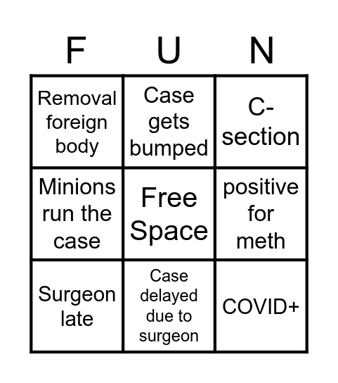 Weeked Cases BINGO Card