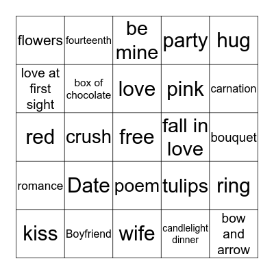 Valentines Bingo Card