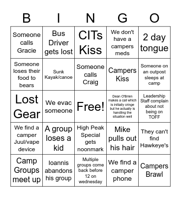 Session 2 Hikes Bingo Card
