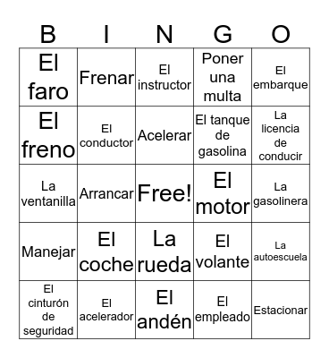 Spanish 2 Chapter 5 Bingo B Bingo Card