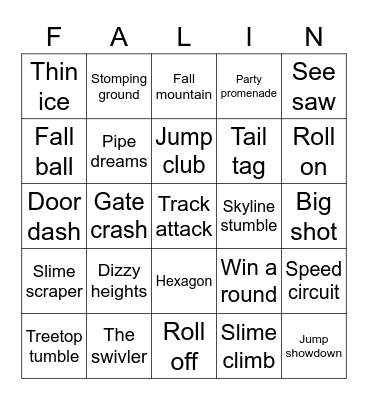 Fall Guys Stages Bingo Card