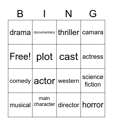 Movie Bingo Card