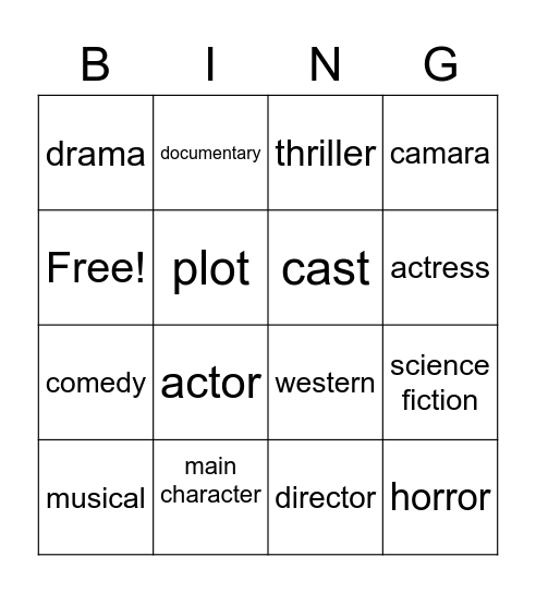 Movie Bingo Card