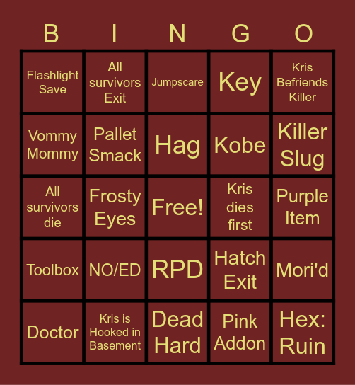 DBD BINGO Card