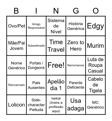 Bingo do Manhwa Ruim Bingo Card