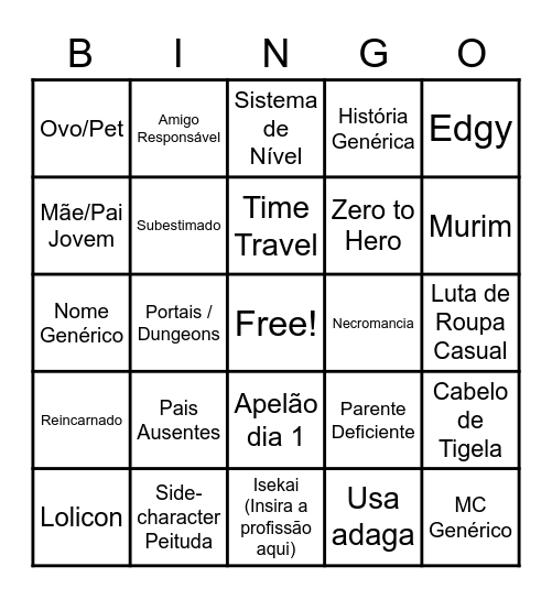 Bingo do Manhwa Ruim Bingo Card