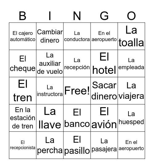 Spanish 2 Chapter 5 Bingo D Bingo Card