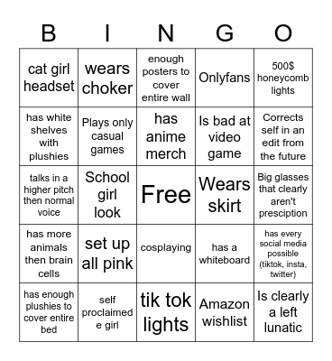 female youtuber bingo board Bingo Card