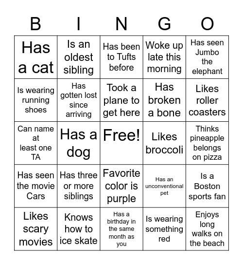 EDL Human Bingo Card