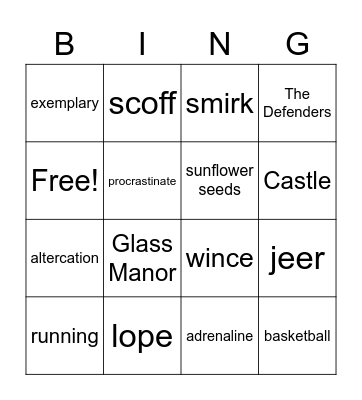 Ghost Vocab/Story Bingo Card