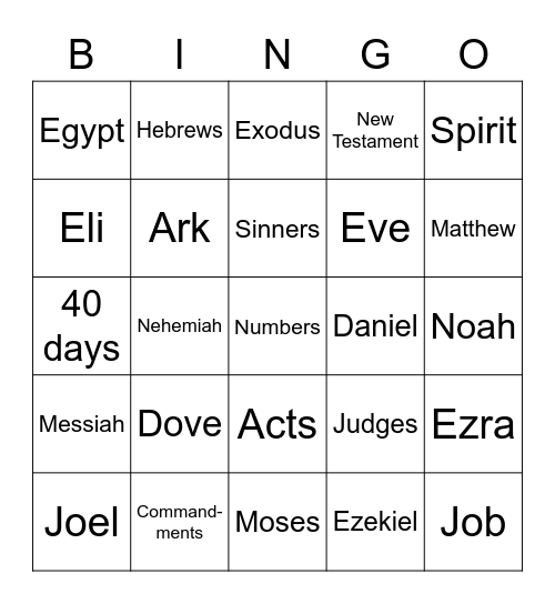 Family Fun Night Bingo Card