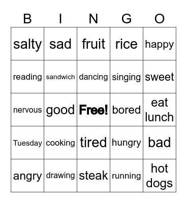 I Meet Speaking Unit 1-4 Bingo Card