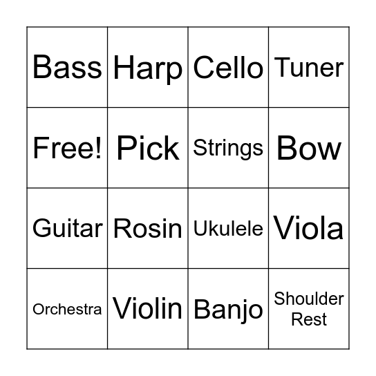 String Bingo Card