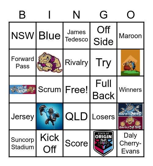 State of Origin 2 Bingo Card