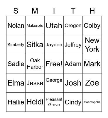 OUR FAMILY Bingo Card