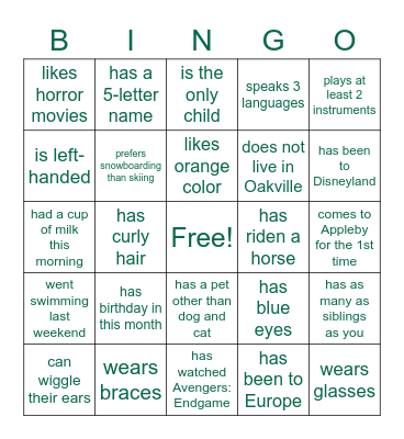 Find Someone Who... Bingo Card