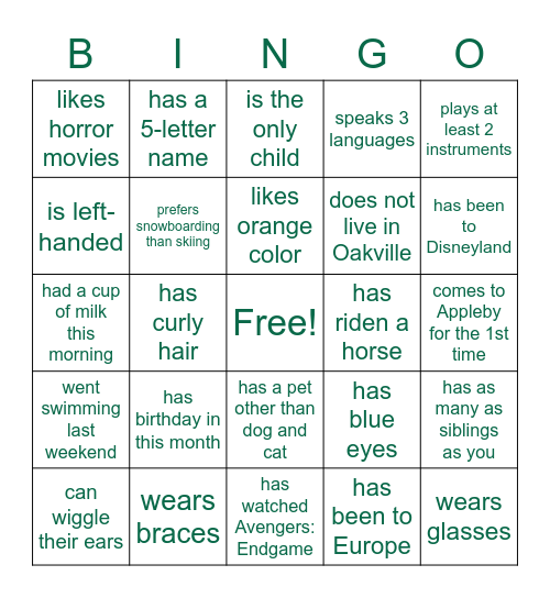 Find Someone Who... Bingo Card