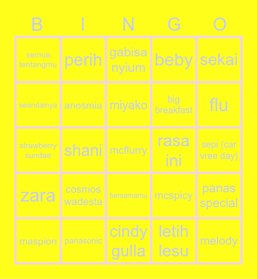 Jens’ Bingo Card
