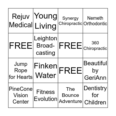 Back to School 5K/1K Vendors Bingo Card