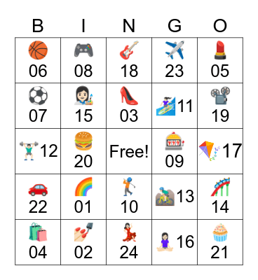 Activities with Friends! Bingo Card