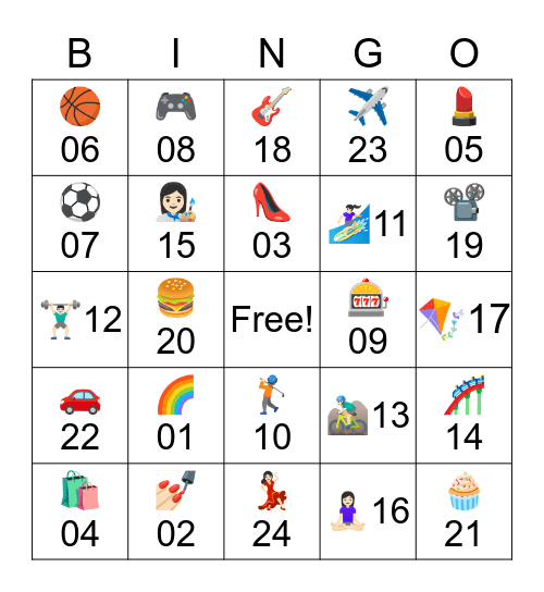 Activities with Friends! Bingo Card