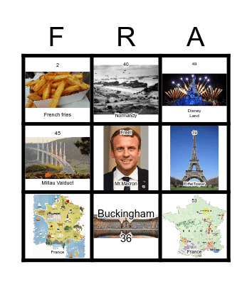 FRANCE Bingo Card