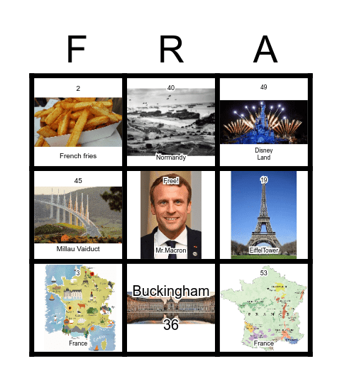 FRANCE Bingo Card
