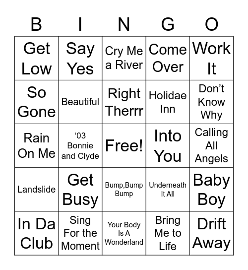HITS FROM 2003 Bingo Card